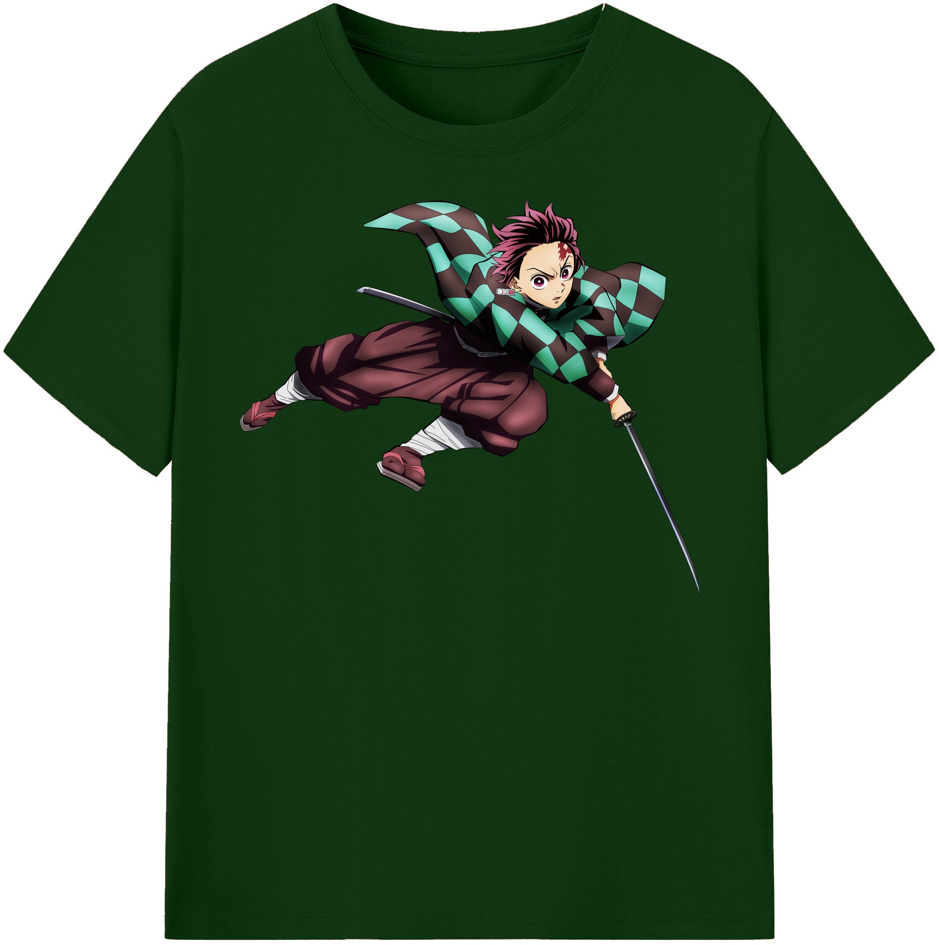（画像用） 鬼滅の刃 竈門 炭治郎／かまど たんじろう Kamado Tanjirou 綿100％半袖Tシャツ（フロントプリント）